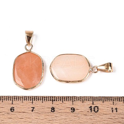 Natural Pink Aventurine Pendants G-N349-04G-G-1