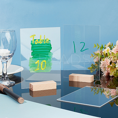 Transparent Acrylic Place Card & Wood Card Holder Set AJEW-WH0342-23-1