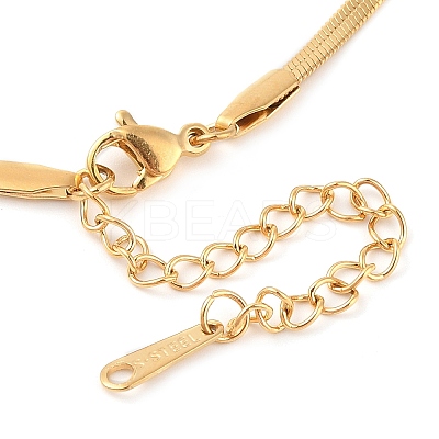 304 Stainless Steel Crystal Rhinestone Flat Snake Chain Bowknot Pendant Necklaces for Women NJEW-Z046-03G-1
