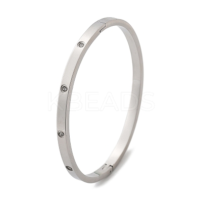 304 Stainless Steel Rhinestone Bangles for Women BJEW-Z092-05P-1