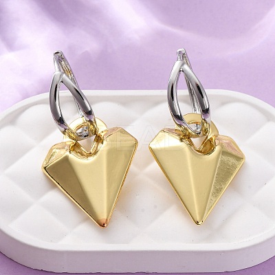 Two Tone Heart Brass Hoop Earrings EJEW-D322-12GP-02B-1