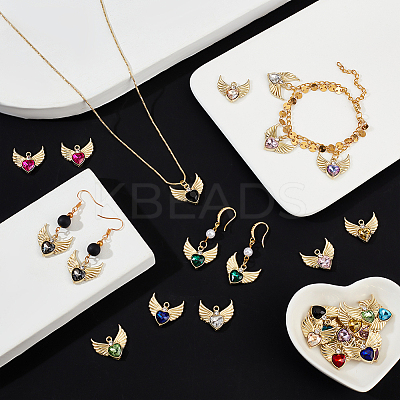 30Pcs 15 Colors Alloy Rhinestone Pendants FIND-GA0003-29-1