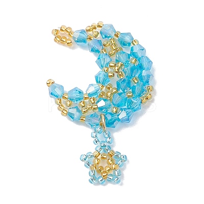 Imitation Austrian Crystal 5301 Glass & TOHO Round Seed Beaded Pendant PALLOY-MZ00179-05-1