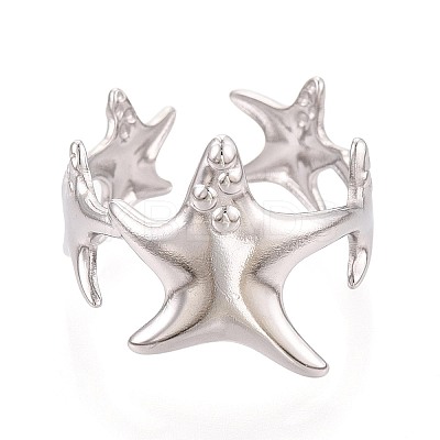 304 Stainless Steel Cuff Rings for Women RJEW-N052-09P-1