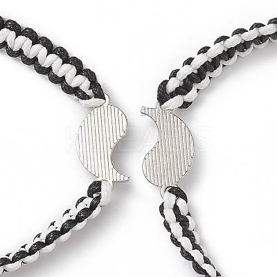 2Pcs 2 Color Alloy Enamel Yin Yang Matching Pendant Necklaces Set BJEW-TA00186-1