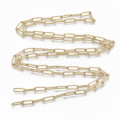 304 Stainless Steel Textured Paperclip Chains CHS-S006-JN954-2-1