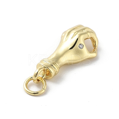 Rack Plating Palm Brass Micro Pave Cubic Zirconia Pendants KK-E102-18G-01-1