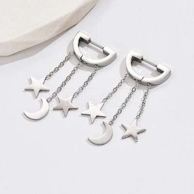 Exquisite metal star moon pendant earrings for daily wear women. GU5453-2-1