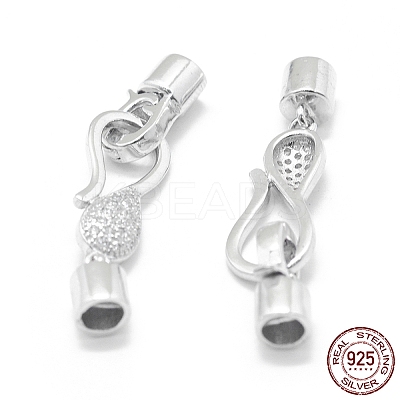 Rhodium Plated 925 Sterling Silver Fold Over Clasps STER-L055-069P-1