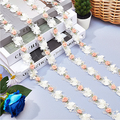 3 Yards Embroidery Flower Polyester Lace Trim OCOR-GF0002-54-1