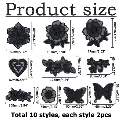 20Pcs 10 Styles Computerized Embroidery Cloth Iron on/Sew on Patches DIY-HS0001-99-1