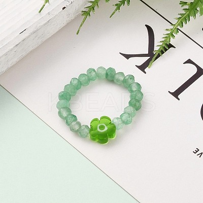 Dyed Natural Malaysia Jade Rondelle Beads Stretch Rings RJEW-JR00313-1
