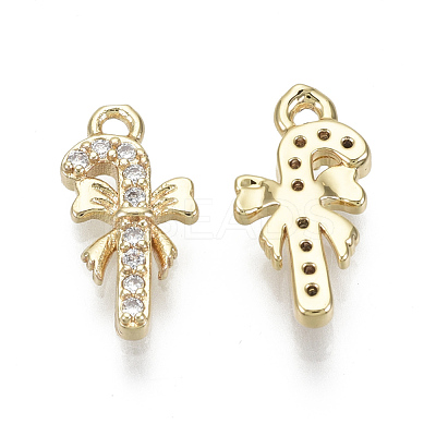 Brass Micro Pave Clear Cubic Zirconia Charms KK-S348-525-NF-1