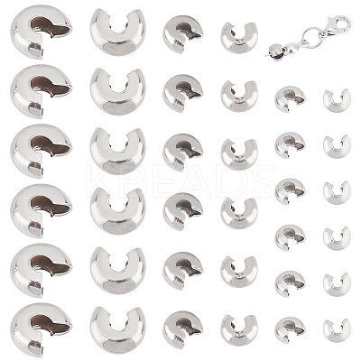 180Pcs 3 Style 304 Stainless Steel Crimp Beads Covers STAS-UN0051-55-1