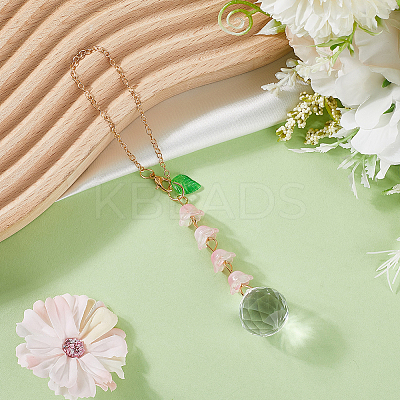 Lily of the Valley Lampwork Pendant Decorations AJEW-WH20048-13B-1