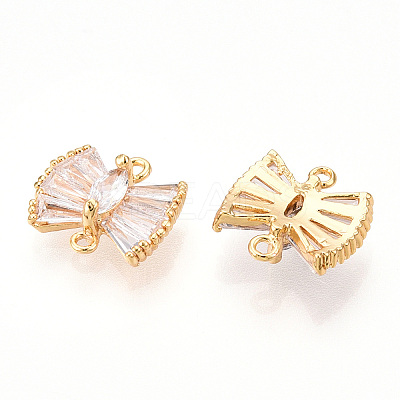 Brass Pave Clear Cubic Zirconia Connector Charms KK-N254-167G-1