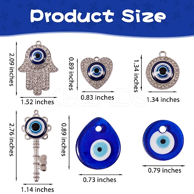 6Pcs 6 Style Evil Eye Pendants Kit for DIY Jewelry Making DIY-SZ0005-80A-1