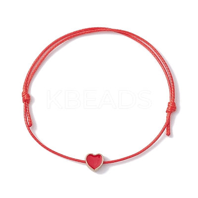 Alloy Enamel Heart Braided Bead Bracelet BJEW-JB09740-01-1