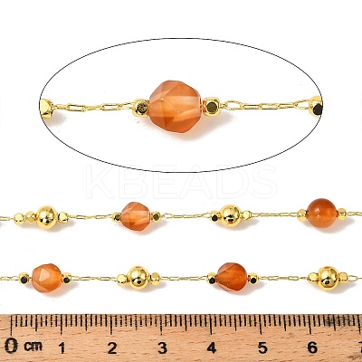 Handmade Synthetic Coral Faceted Round Beaded Chains CHC-F021-01G-08-1