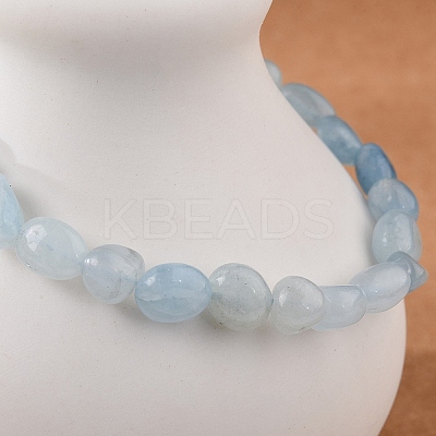 Natural Aquamarine Bead Stretch Bracelets BJEW-K213-54-1
