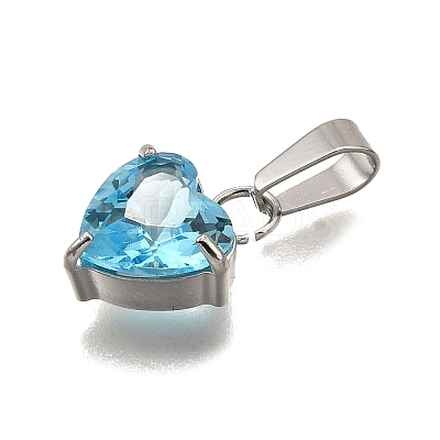 304 Stainless Steel Micro Pave Cubic Zirconia Pendants STAS-B086-13P-03-1