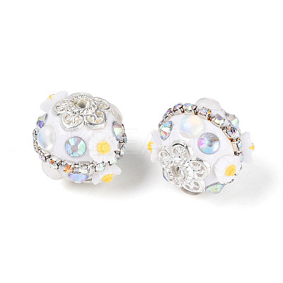 Handmade Polymer Clay Rhinestone Indonesia Beads CLAY-N015-01-1