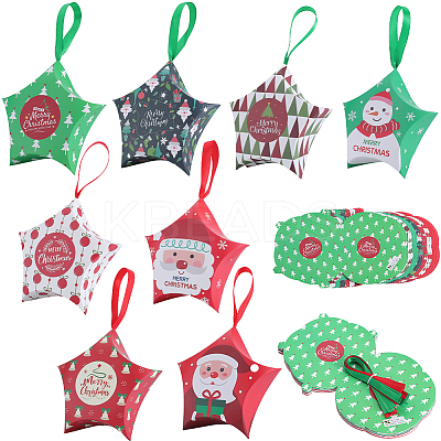 16Pcs 8 Colors Star Shape Christmas Gift Boxes CON-SP0001-01-1