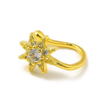 Clear Cubic Zirconia Star Clip on Nose Rings AJEW-F059-14G-1