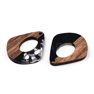 Opaque Resin & Walnut Wood Pendants RESI-N039-57C-1