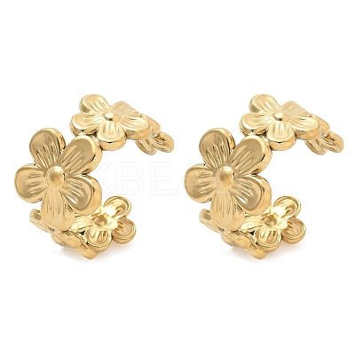 Ion Plating(IP) 304 Stainless Steel Flower Cuff Earrings for Women EJEW-A118-03G-1