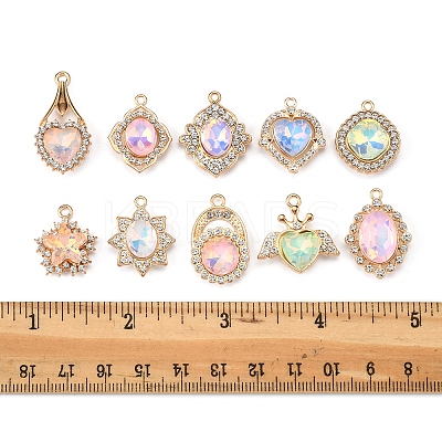 20Pcs 10 Styles Alloy Glass Pendants FIND-FS0003-50-1