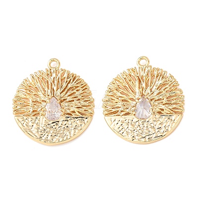 Brass Micro Pave Cubic Zirconia Pendants KK-A284-07G-1