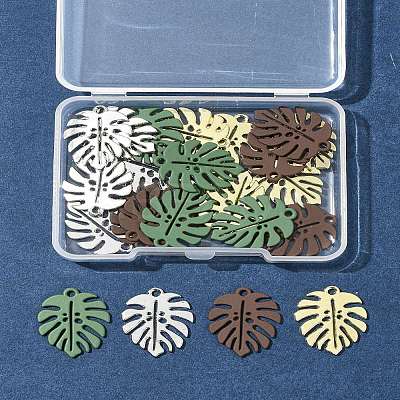 24Pcs 4 Colors Baking Paint Alloy Pendants ENAM-FS0002-28-1