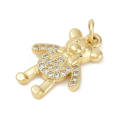 Rack Plating Brass Micro Pave Cubic Zirconia Pendants KK-H059-17G-1