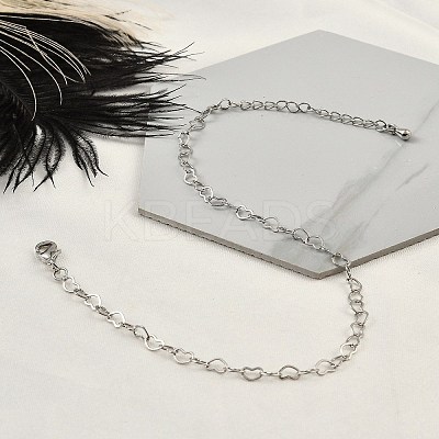 Brass Heart Link Bracelets for Women BJEW-G735-07P-1