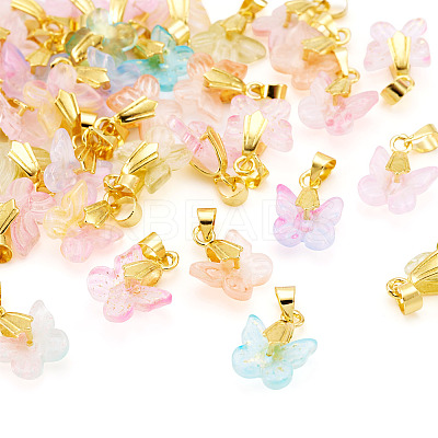 36Pcs 9 Colors Baking Paint Handmade Lampwork Pendants PALLOY-TA00157-1