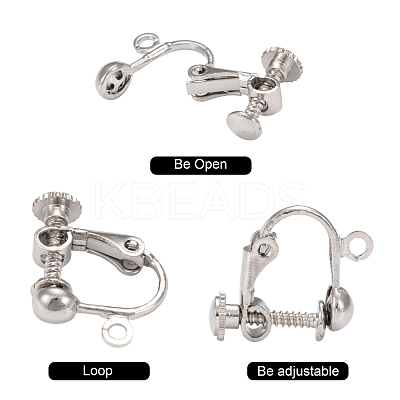Brass Screw On Clip-on Earring Dangling Charms Pendants Setting Findings X-KK-M019-01P-1