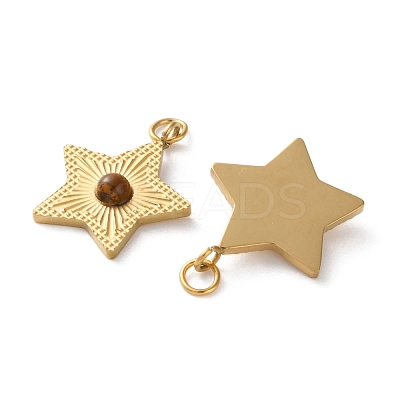 Natural Tiger Eye Star Pendants STAS-Q333-01G-01-1