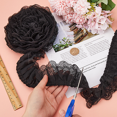 3-Layer Pleated Chiffon Flower Lace Trim OCOR-GF0003-26A-1