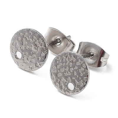 Non-Tarnish 201 Stainless Steel Flat Round Stud Earring Findings STAS-K259-18B-P-1