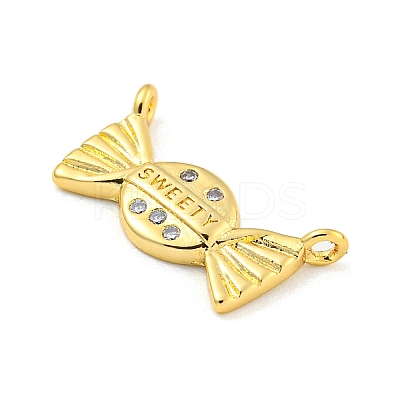 Rack Plating Brass Micro Pave Clear Cubic Zirconia Pendants KK-Z048-01G-1