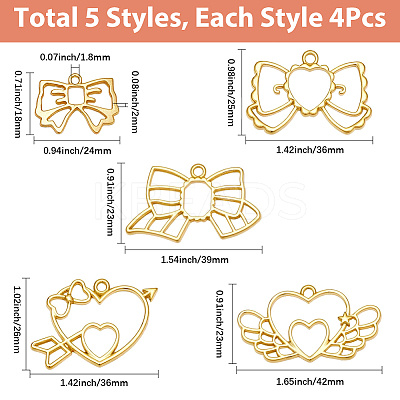 20Pcs 5 Styles Alloy Pendants FIND-SP0006-09-1
