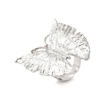 Butterfly Alloy Open Cuff Rings for Women RJEW-U006-06A-P-1
