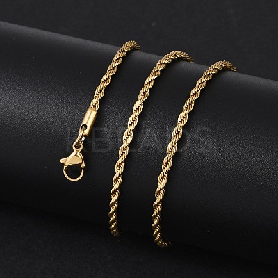 Unisex PVD Vacuum Plating 304 Stainless Steel Rope Chain Necklaces STAS-D0002-33G-1