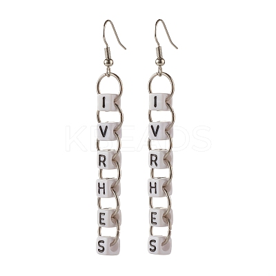 Word Ivrhes Long Brass Dangle Earrings for Women EJEW-JE04753-1