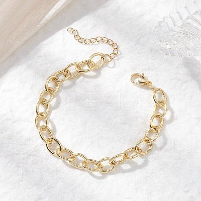 Brass Cable Chains Bracelets for Women BJEW-JB12983-1