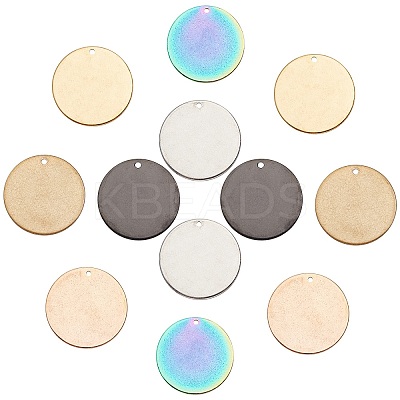 12Pcs 6 Colors PVD Vacuum Plating 304 Stainless Steel Pendants STAS-SC0002-14B-1