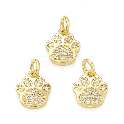 Rack Plating Brass Micro Pave Clear Cubic Zirconia Charms KK-C011-58G-1