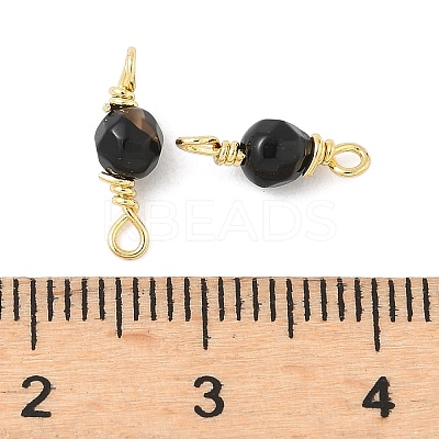 Dyed Natural Agate Faceted Round Connector Charms LS-KK-C097-06G-05-1