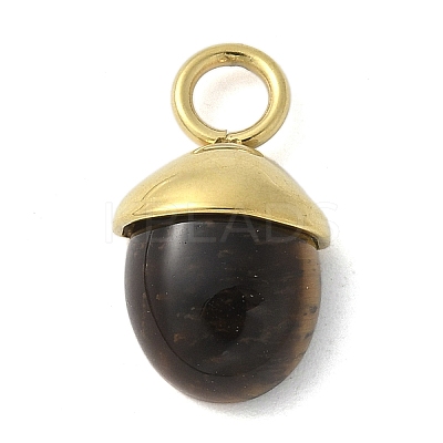 304 Stainless Steel Natural Tiger Eye Pendants STAS-L277-07G-01-1